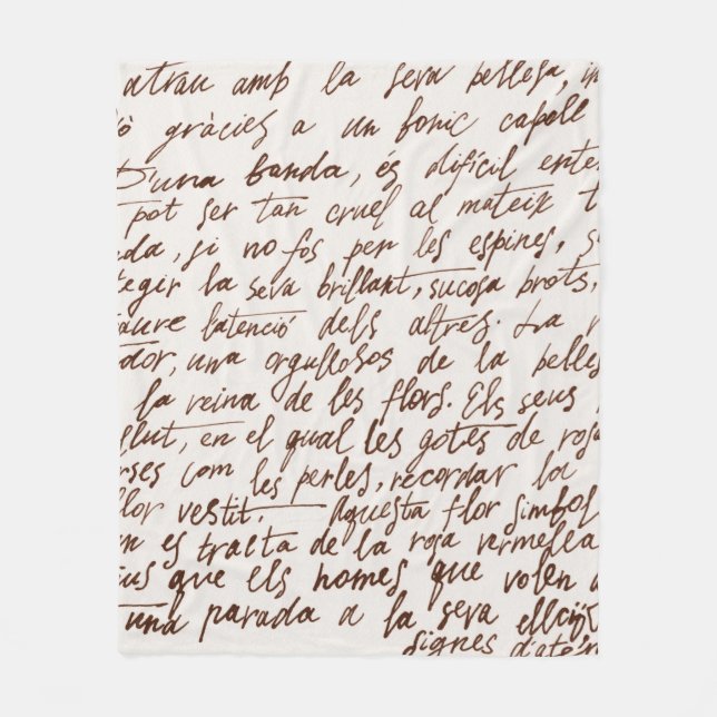 Abstract retro unreadable brown ink-written text.  fleece blanket (Front)