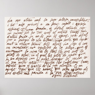Abstract retro unreadable brown ink-written text.  poster
