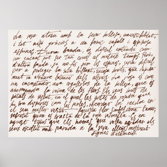 Abstract retro unreadable brown ink-written text.  poster (Front)