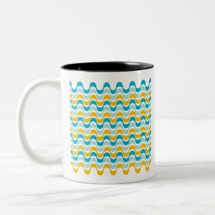 abstract retro wave pattern Two-Tone coffee mug