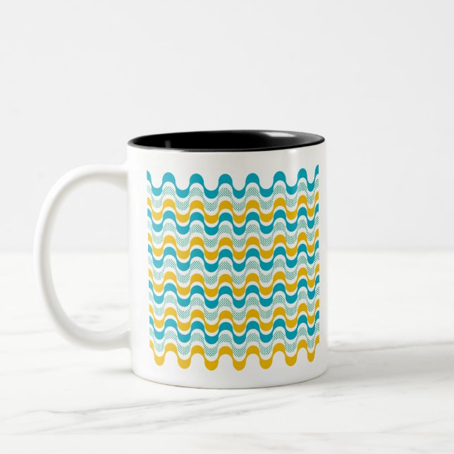 abstract retro wave pattern Two-Tone coffee mug (Left)
