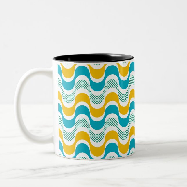 abstract retro wave pattern Two-Tone coffee mug (Left)