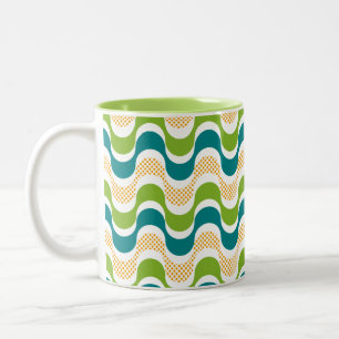 abstract retro wave pattern Two-Tone coffee mug