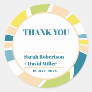 Abstract Retro Waves Wedding Classic Round Sticker