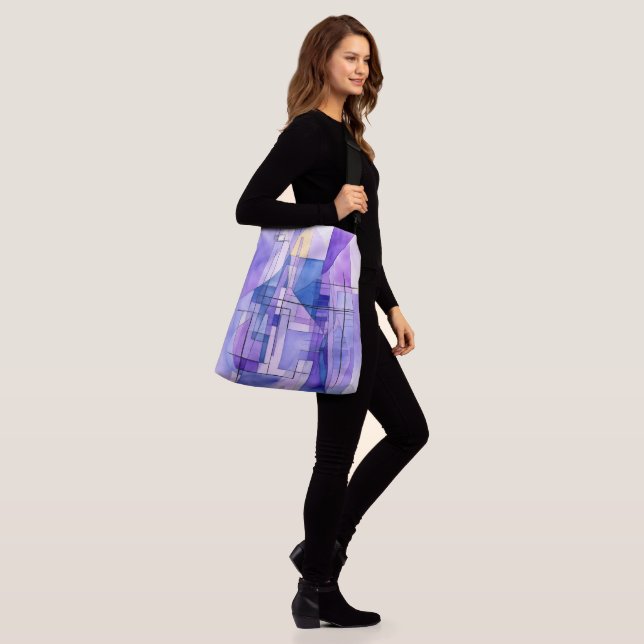 Abstract Retrofuturism in Shades of Violet Crossbody Bag (On Model)