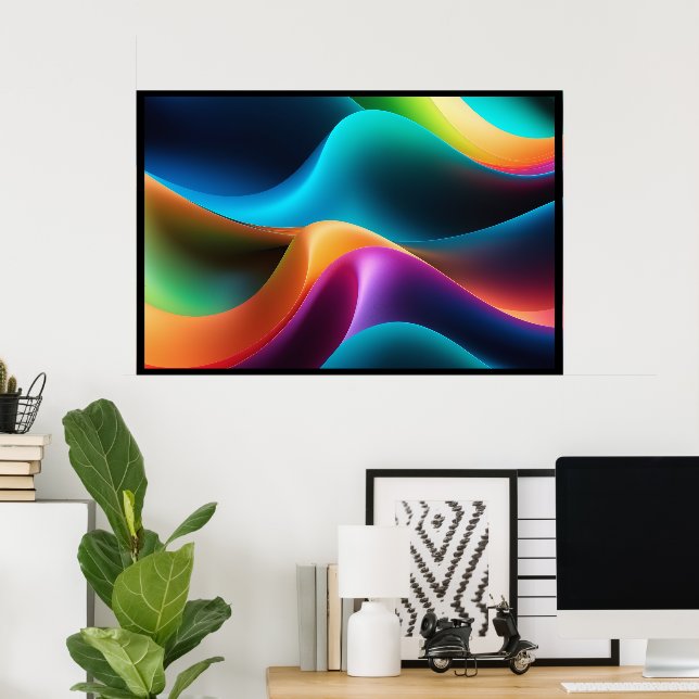Abstract RGB Colors Waves Volumetric Bold Poster (Home Office)