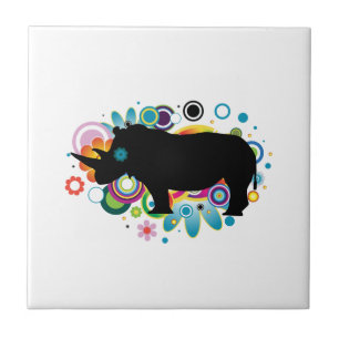 Abstract Rhino Ceramic Tile