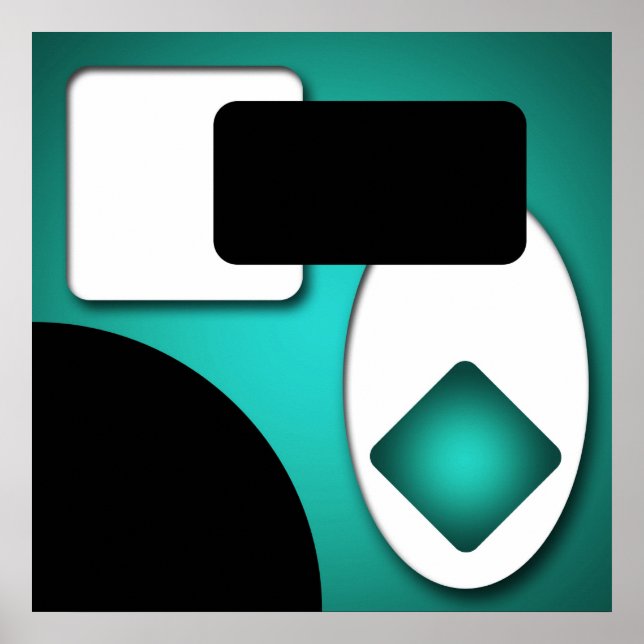 Abstract Rich Modern Teal Shapes AP0006 Poster (Front)
