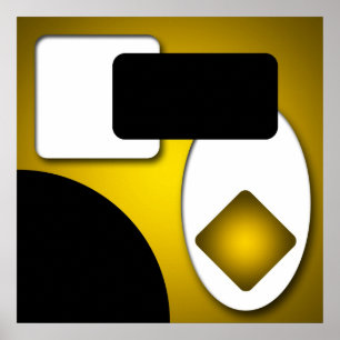 Abstract Rich Modern Yellow Shapes AP0006 Poster