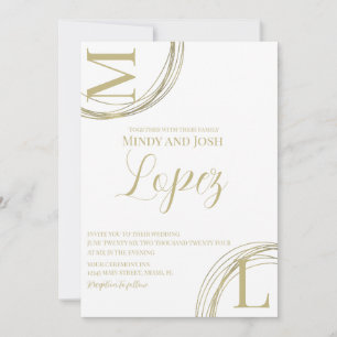 Abstract Rings Faux Gold Script Wedding Invitation