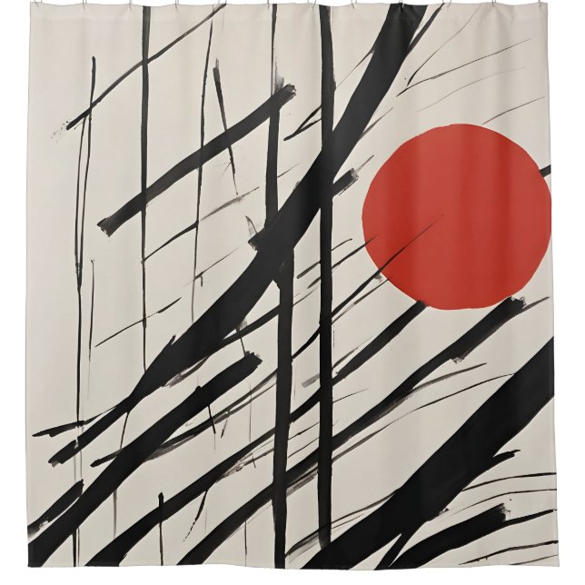 Abstract Rising Sun Shower Curtain (Front)