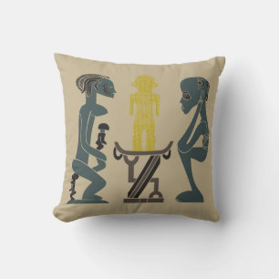 Abstract Ritual Scene African Tribal art Cushion
