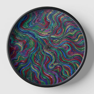 Abstract River Delta Jewel Tone Art Clocks