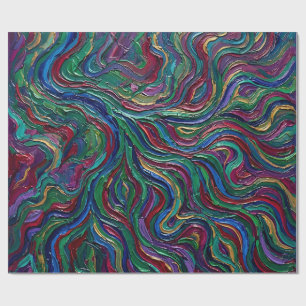 Abstract River Delta Jewel Tone Wrapping Paper