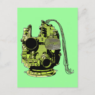 Abstract Robot Head Retro Colours Postcard