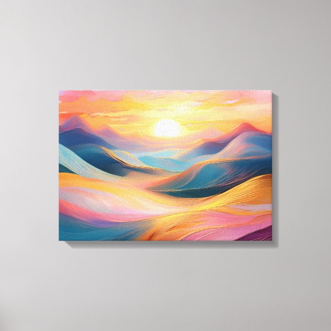 Abstract Rolling Hills at Sunset Canvas Print (Front)