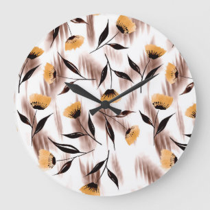 Abstract Romantic Floral Watercolor Pattern Large Clock