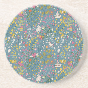 Abstract romantic pattern with cartoon coaster