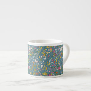 Abstract romantic pattern with cartoon espresso cup