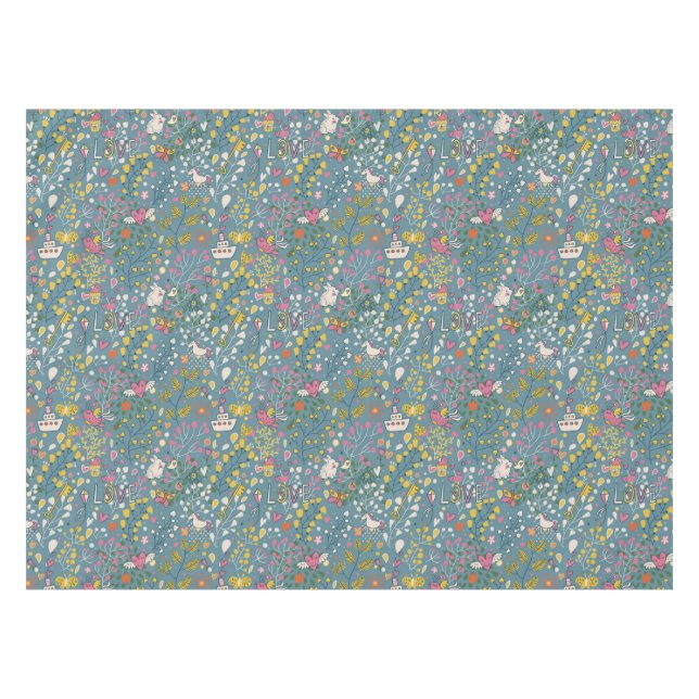 Abstract romantic pattern with cartoon tablecloth (Front (Horizontal))