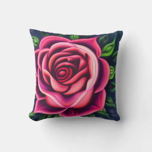 Abstract Romantic Pink Rose Bloom Cushion