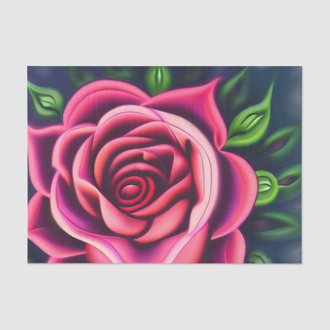 Abstract Romantic Pink Rose Bloom Tissue Paper (Front)