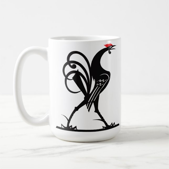 Abstract Rooster Silhouette Art Coffee Mug (Left)
