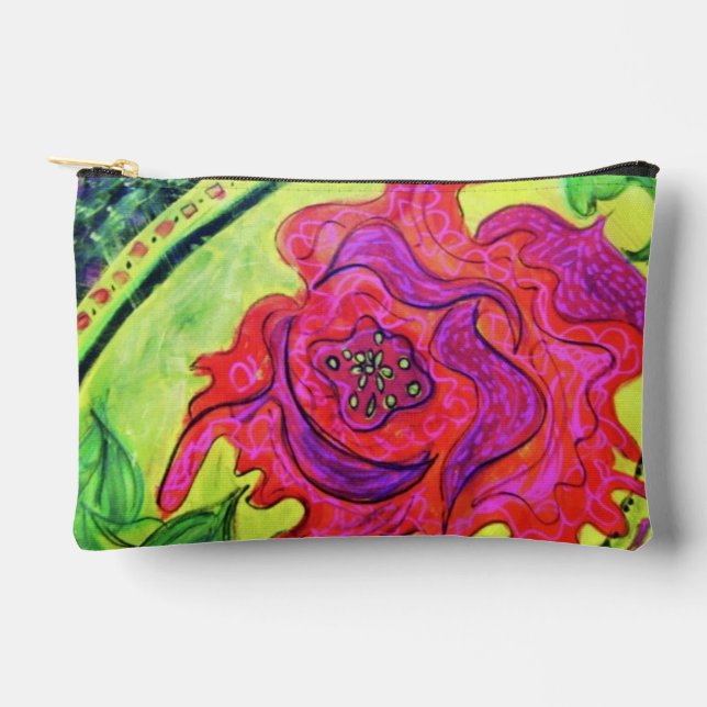 Abstract Rose Art Zip Pouch-Original Painting Bag (Front)