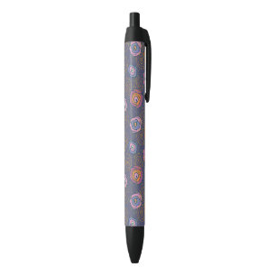 Abstract rose field pattern black ink pen