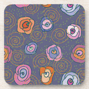 Abstract rose field pattern coaster