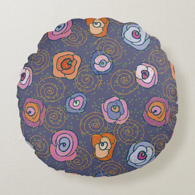Abstract rose field pattern round cushion (Front)