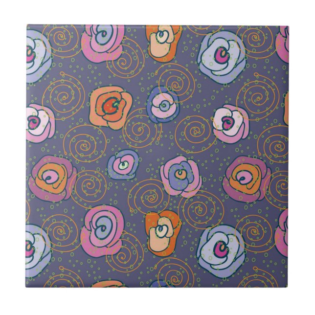Abstract rose field pattern tile (Front)