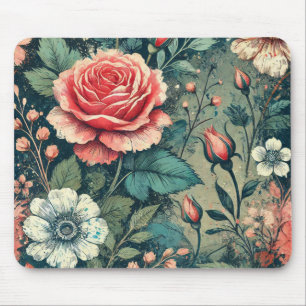 Abstract rose flower blooming design Pattern  Mouse Mat