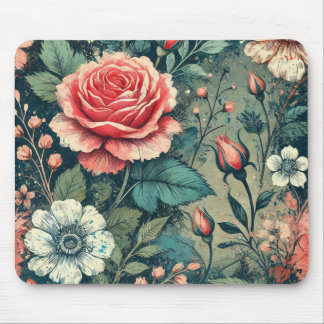 Abstract rose flower blooming design Pattern  Mouse Mat