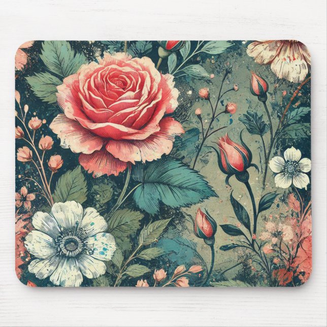 Abstract rose flower blooming design Pattern  Mouse Mat (Front)