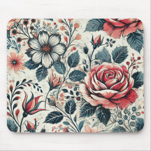 Abstract rose flower blooming design. Pattern with Mouse Mat