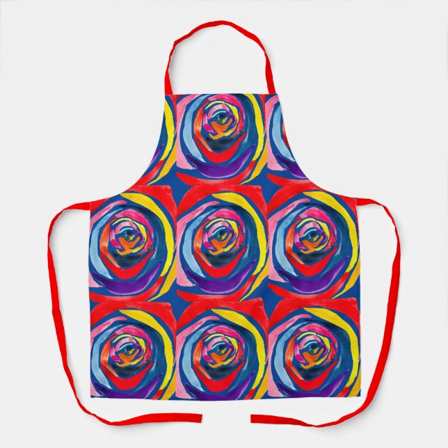 Abstract rose flower pop art apron (Front)