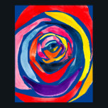 Abstract rose flower pop art poster<br><div class="desc">Pop art from original watercolor painting of an abstract rose with colorful cartoonish colors. Bright pop art style.</div>