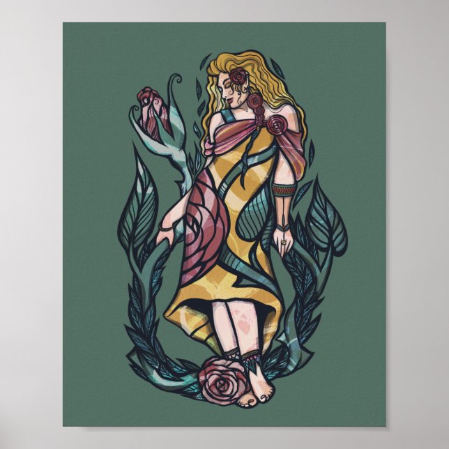 Abstract Rose Garden Goddess                       Poster (Front)