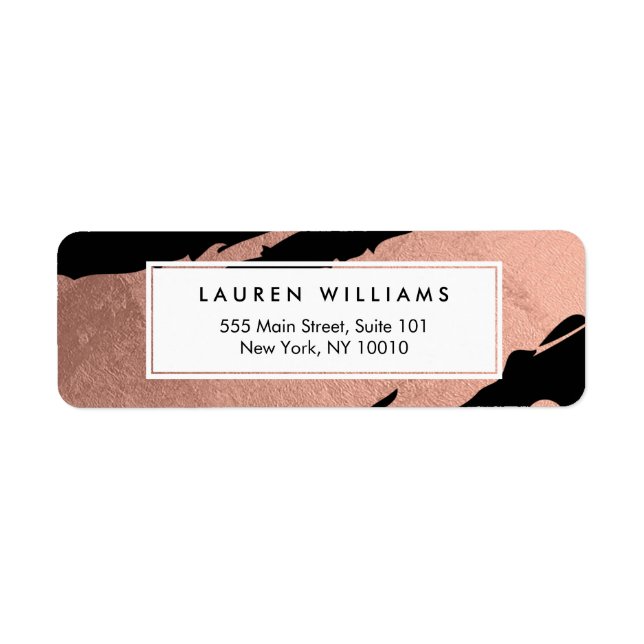 Abstract Rose Gold Brushstrokes on Black (Front)