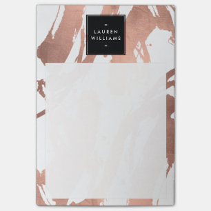 Abstract Rose Gold Brushstrokes on White Post-it Notes