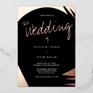 Abstract Rose Gold Burnt Orange Typography Wedding