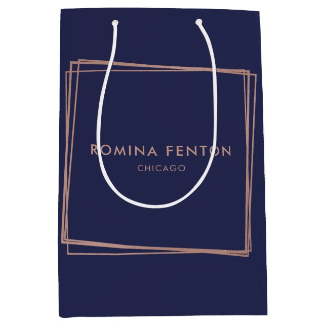 Abstract Rose Gold Foil Frames Modern Professional Medium Gift Bag (Front)