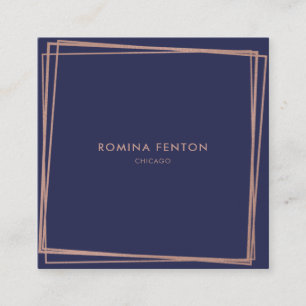 Abstract Rose Gold Foil Frames Modern Professional Square Business Card