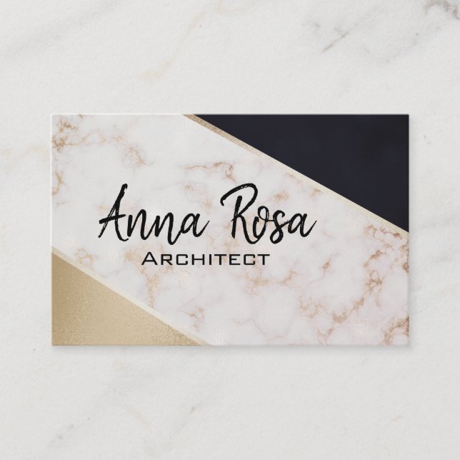 *~* Abstract Rose Gold Foil Geometric Block Business Card (Front)