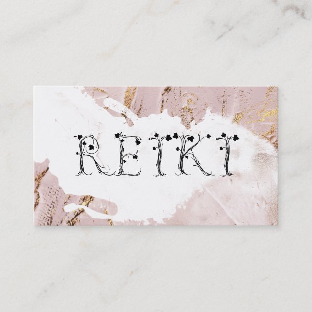 *~* Abstract Rose Gold Paint Strokes REIKI Ivy Business Card (Front)