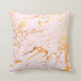 Abstract Rose Gold Pink Girly Marble Pastel Cushion