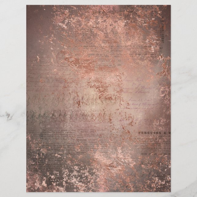 Abstract Rose Gold Textures Scrapbook Paper Sheet (Back)