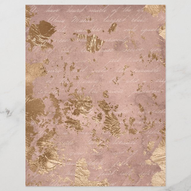 Abstract Rose Gold Textures Scrapbook Paper Sheet (Back)