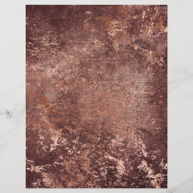 Abstract Rose Gold Textures Scrapbook Paper Sheet (Back)